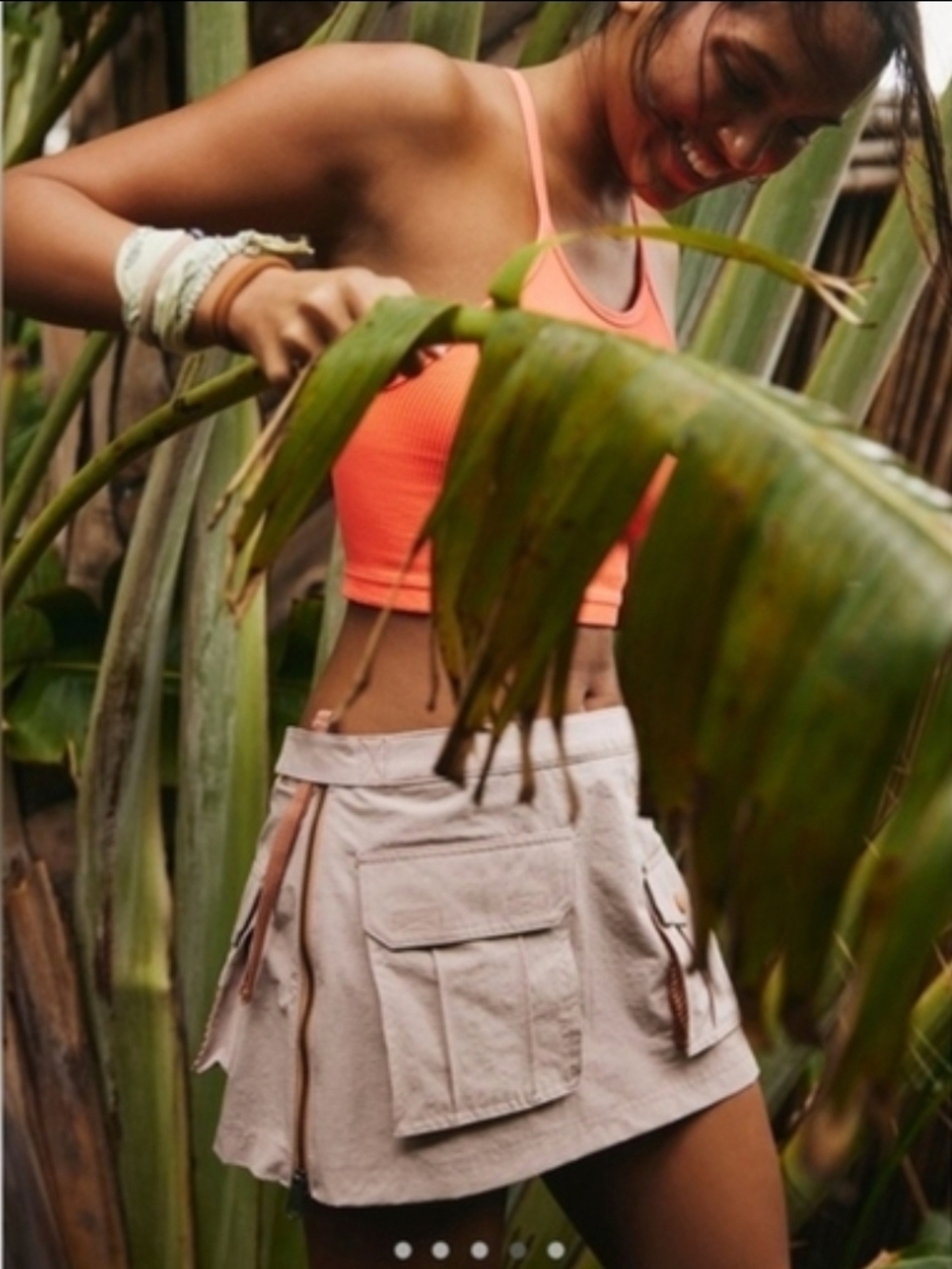 FP Movement Free People Great Outdoors Blush Cream Cargo Skort Orange Detail Lg - Picture 2 of 8